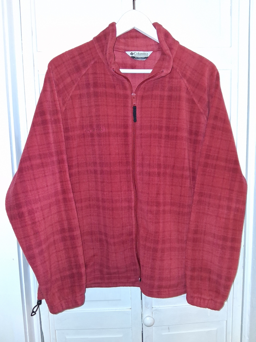 Columbia Women's Red Plaid Zip-Up Fleece Jacket